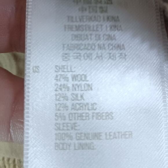 Fossil Brown Leather Wool Silk Jacket Small - Picture 5 of 8